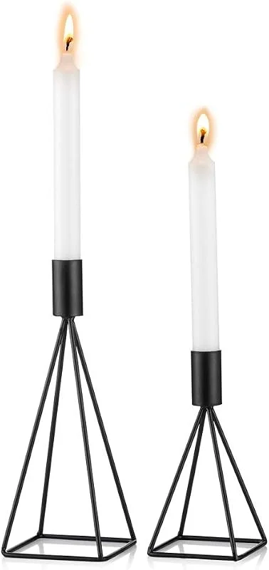 Visita la tienda de Sziqiqi Sziqiqi Juego de 2 Candelabros de Metal Portavelas Negro para Comedor Mesa de Centro de Mesa Boda Decoración Portavelas de Columna, Negro — Adviento y mesa