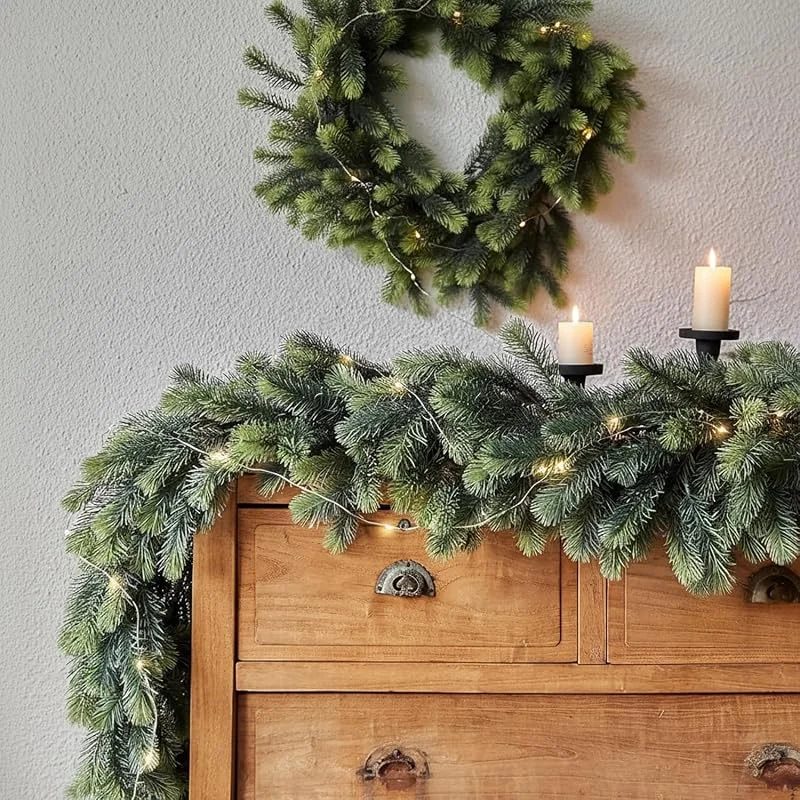 KEKECHAORAN Guirnalda de Navidad Artificial Realista, 5.91FT, 1.8M Guirnalda de Abeto, Guirnalda de Pino Decoración Navidad Interiore y Exteriore, para Escaleras, Chimene, Puerta — Decoracion Navidad