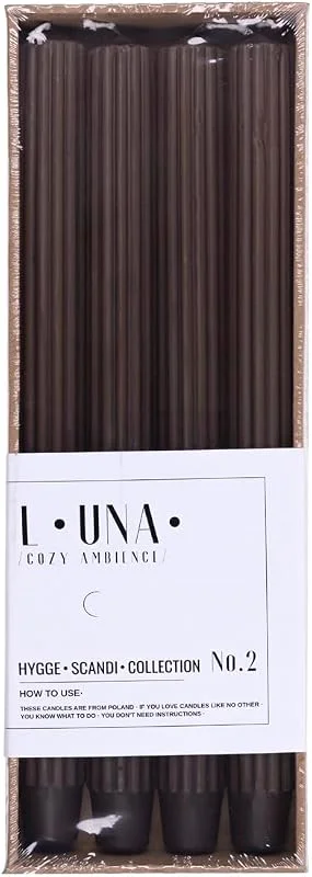 Visita la tienda de DONAU HOME DONAU HOME Juego de velas largas acanaladas, marrón, 4 unidades, 30 x 2, 25 cm de diámetro, sin perfumar, acanaladas, velas de mesa para decoración en el salón, cuarto de baño, 10 horas de combustión, velas — Cena a la luz de velas