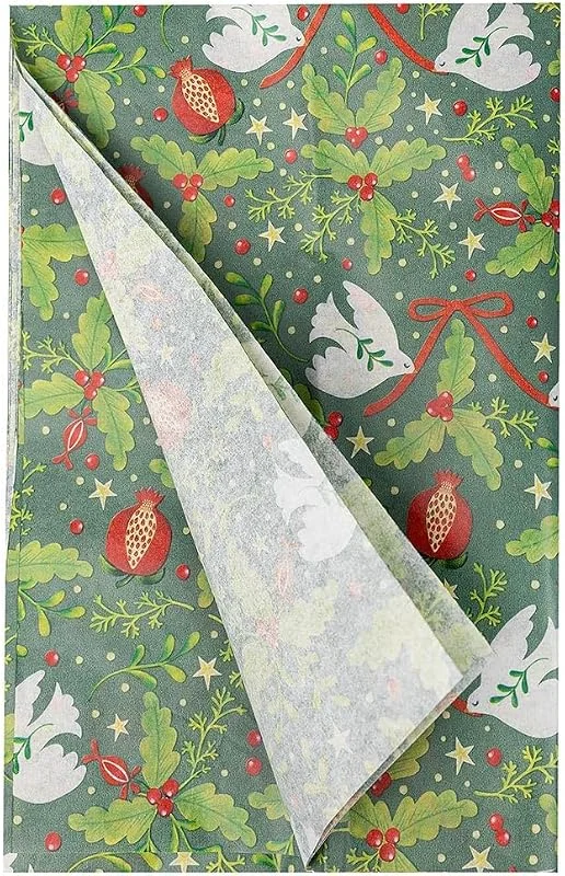 Visita la tienda de Talking Tables Talking Tables 4 hojas de papel de seda de Navidad verde folklore para envolver regalos, Papá Noel secreto, artes, bricolaje, hojas de embalaje, manualidades para niños, papel crepé — Envoltorio regalo