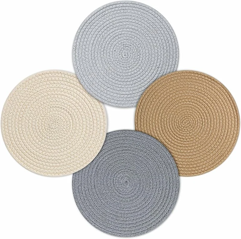 Visita la tienda de fanquare fanquare Manteles Individuales Tejidos de Cuerda de Algodón, Juego de 4 Manteles Individuales de Navidad, Manteles Tejidos Antideslizantes Resistentes, Manteles Individuales Trenzados de 30cm — Hogar y cocina