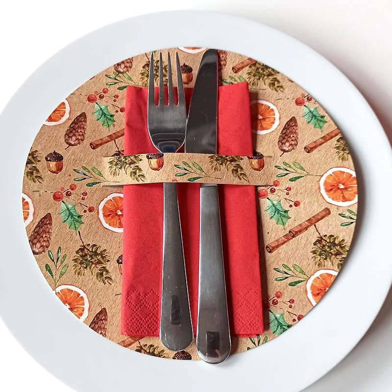 Visita la tienda de Logbuch-Verlag Logbuch-Verlag Juego de 10 manteles redondos para decoración de mesa, diseño de Navidad, color naranja y marrón — Hogar y cocina