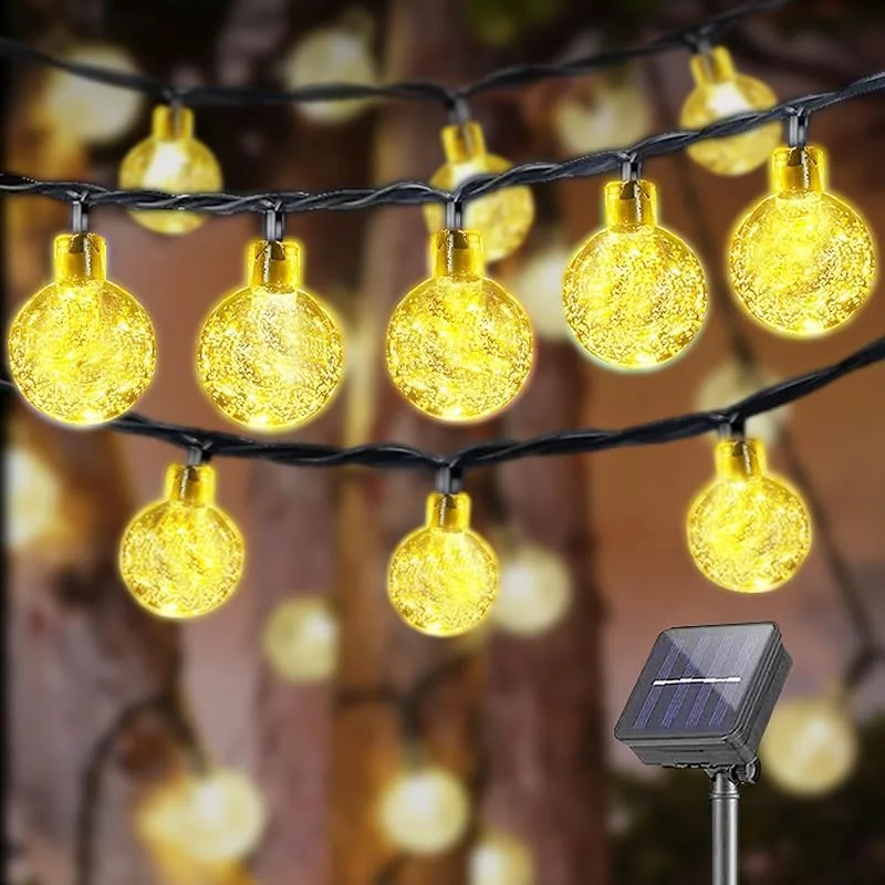 Visita la tienda de LQWELL LQWELL® Guirnaldas de Luces Solares para Jardín Exterior, Cadena de Luces Solares 30LED 8M 26FT IP44 8 Modos Guirnaldas de Luces para Patio Exterior, Interior Balcón Ventana (Blanco Cálido) — Luces Navidad