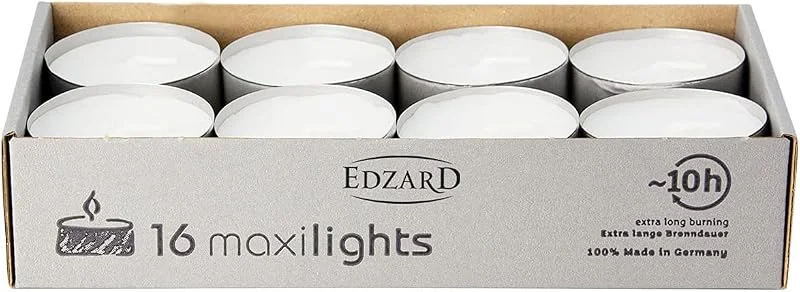Visita la tienda de EDZARD EDZARD 16 Velas de té maxi (Ø 58 mm), cápsula de aluminio — Cena a la luz de velas