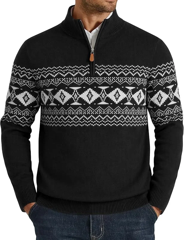 Visita la tienda de COOFANDY COOFANDY Suéter Hombre Suéteres Cremallera Cuarto Manga Larga — Ropa Navidad