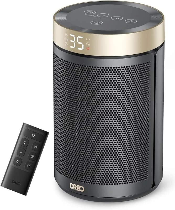 Visita la tienda de DREO Dreo Calefactor Bajo Consumo Cerámico, con Termostato Portátil, Temporizador 12H, Modo Eco y Ventilador, 1500W PTC Rápido y Seguro para Oficina, Dormitorio y Casa — Vino y mesa festiva