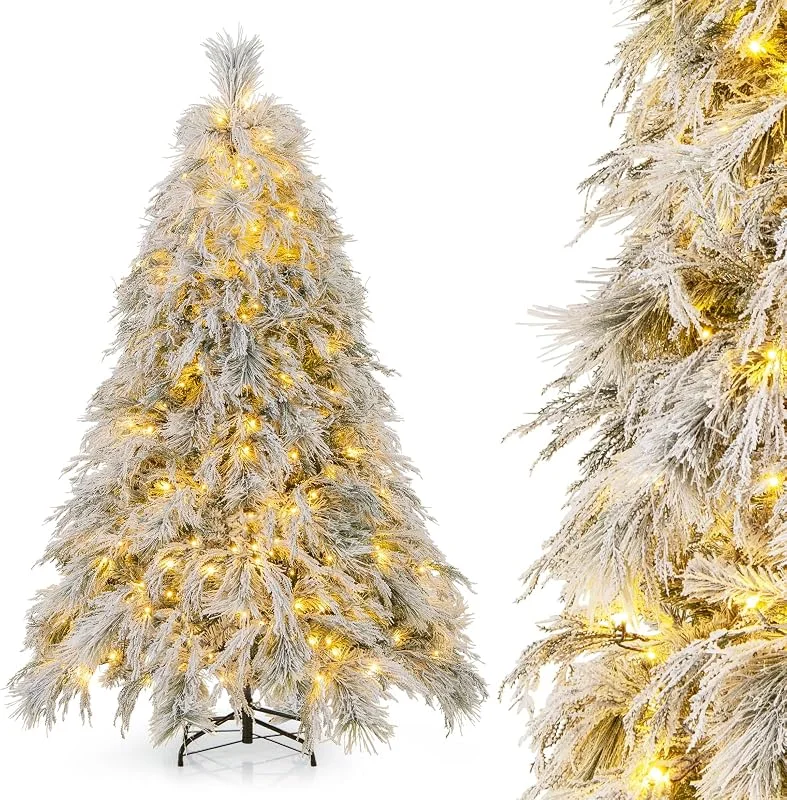 Visita la tienda de COSTWAY COSTWAY Árbol de Navidad Nevado 180 cm, Luces Incorporadas — Decoracion Navidad
