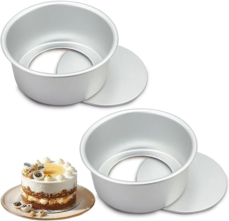 EUBSWA Bandeja de horno redonda, 2 moldes de 10 cm, redondos, de acero inoxidable, con revestimiento antiadherente para tartas, brownies, pasteles, lasañas — Hogar y cocina