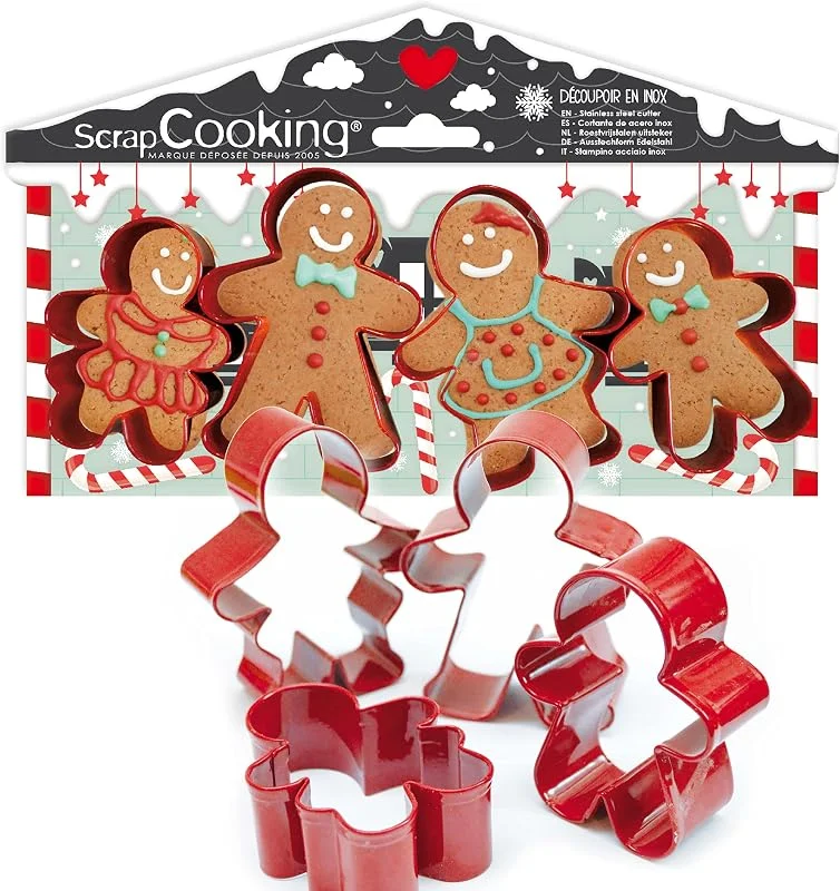 Visita la tienda de ScrapCooking SCRAP COOKING - 4 cortadores de galletas de jengibre - Navidad cortadores de acero inoxidable - Gingerman cortadores de galletas - 2081 — Hogar y cocina