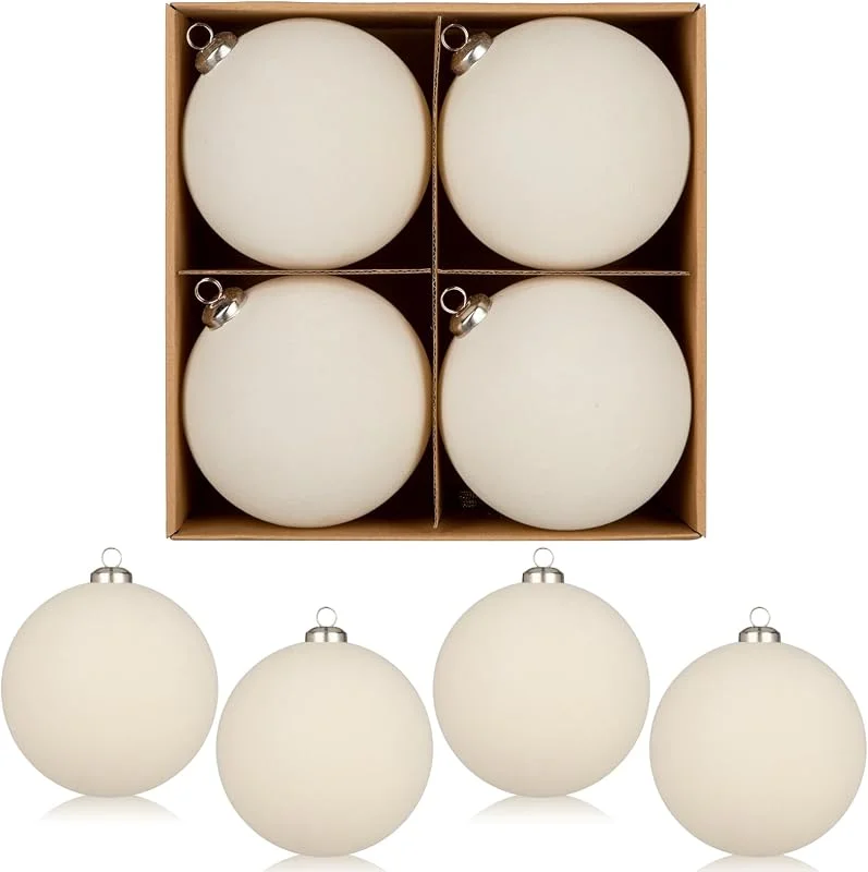 Visita la tienda de Oairse Set de 4 bolas de Navidad de terciopelo de 12 cm – Bolas navideñas grandes — Decoracion Navidad