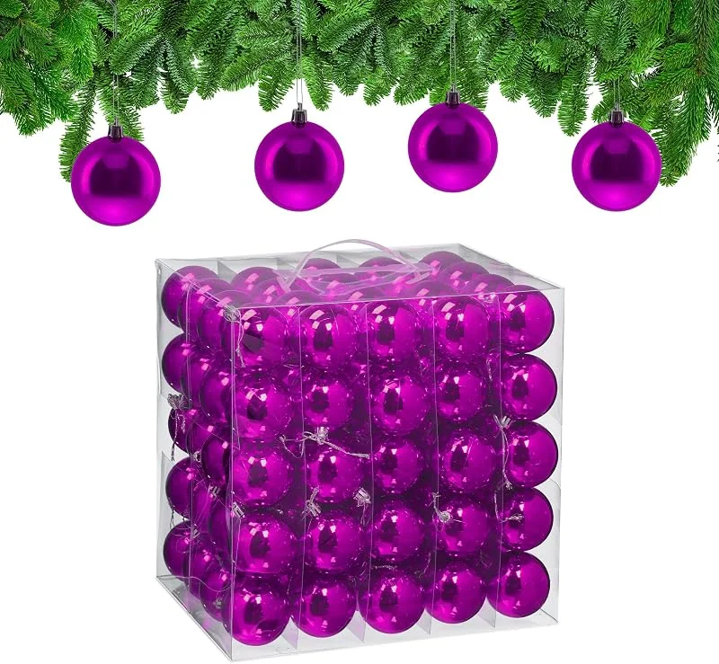 Visita la tienda de Relaxdays Relaxdays Bolas Árbol Navidad, Set 100, Plástico, Diseño Brillante, 6 cm, Adornos Navideños, Decoración Natal, Fucsia — Decoracion Navidad