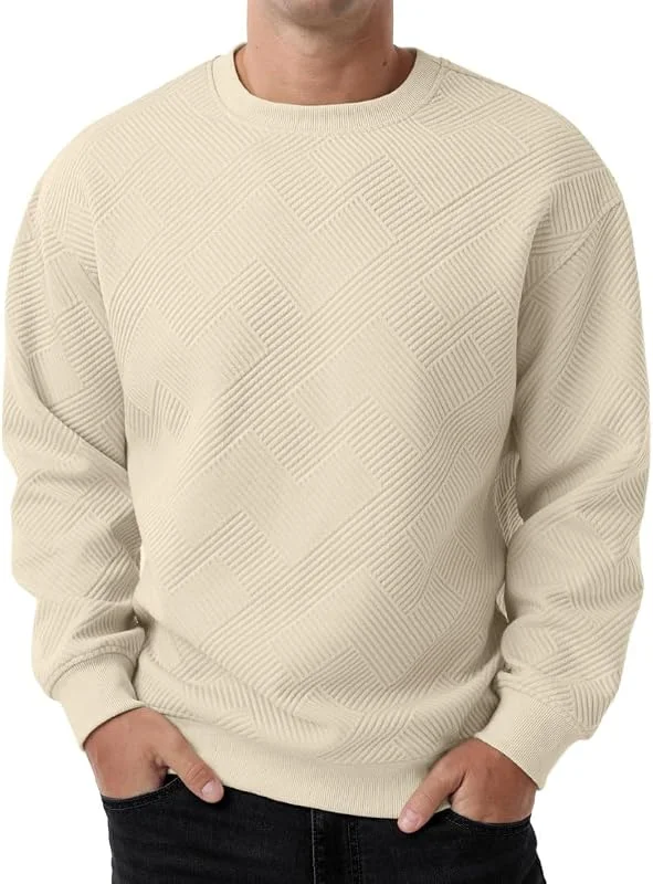 Visita la tienda de PrinStory PrinStory Sudaderas de manga larga para hombre, cuello redondo, con textura, cálido, con dobladillo acanalado — Ropa Navidad