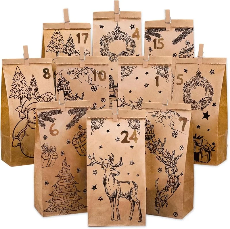 AUXHCYL 24 Piezas Calendario Adviento para Rellenar, 2026 Calendario Adviento Diy — Adviento y mesa
