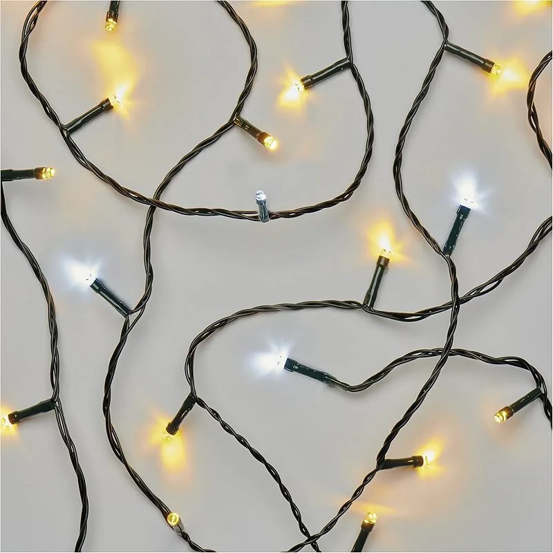 EMOS - Guirnalda de luces LED de color blanco cálido + intermitente blanco frío para interior y exterior, 8 m de largo, IP44, 80 LED, función de temporizador de 6 horas y fuente de alimentación, para — Luces Navidad