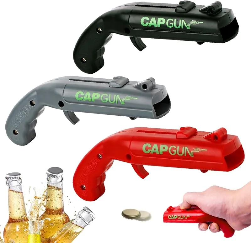 Smdbzda 3 PCS Abrebotellas Pistola, Abridor de botellas de cerveza, Mini abrebotellas en forma de pistola, Cap Gun Abridor de Cerveza, regalo para hombres, adecuado para el hogar, restaurante, bar — Vino y mesa festiva