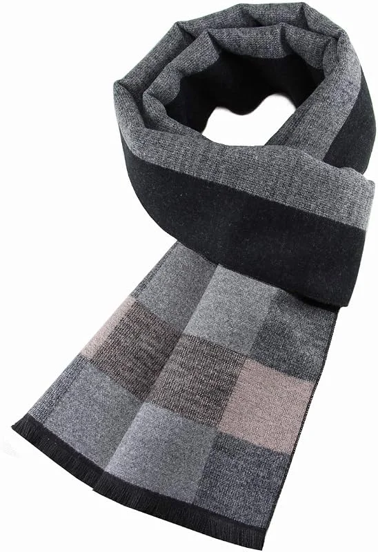 Ueither Hombres Cálido y Acogedor Bufanda del tartán Moda y Elegante Bufanda a Cuadros Clásico en Otoño Invierno Check Scarf — Ropa Navidad