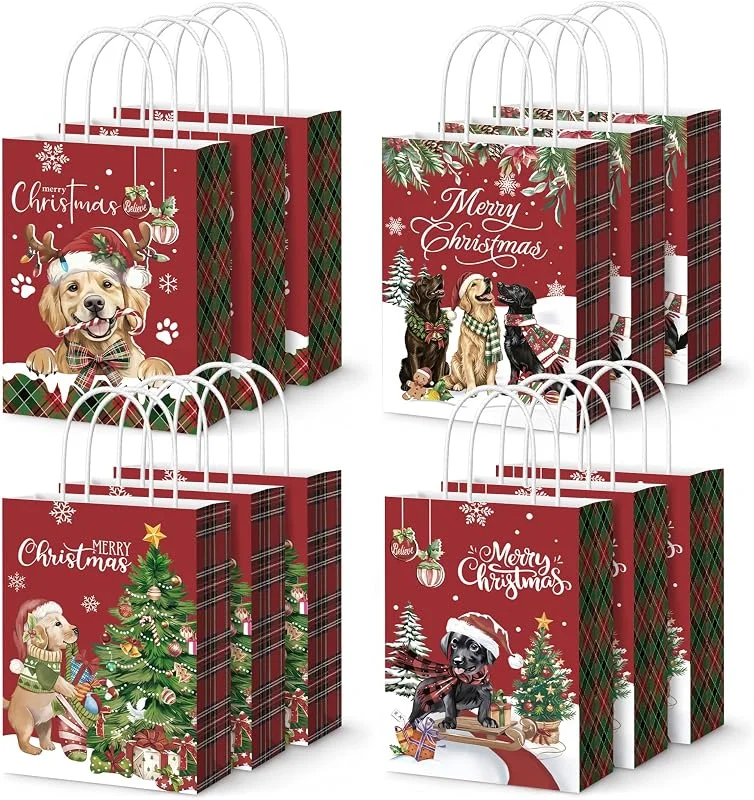 Visita la tienda de Neloheac Neloheac 12 Bolsas Pequeñas Regalo de Papel Rojas Perros Navidad Infantiles — Envoltorio regalo
