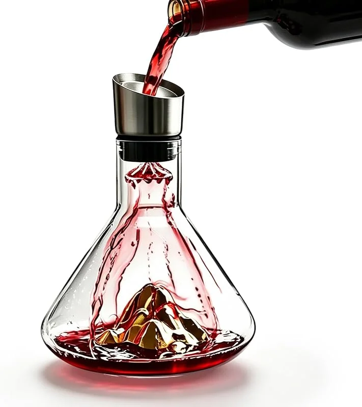 Behogan Decantador de vino: decantador de vino de cristal de 1500 ml, jarra de vino con aireador y filtro, decantador de vino sin goteo, decantador con incorporado para el hogar y los invitados — Vino y mesa festiva