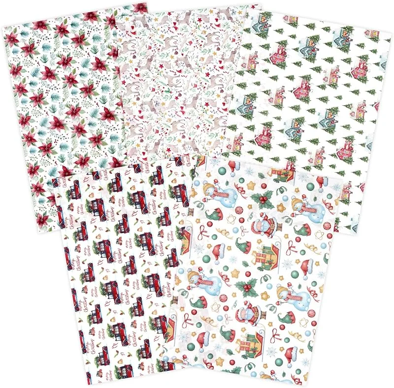 Geluode Papel de seda de Navidad para envolver regalos, 50 unidades de papel de seda de acuarela con diseño de camión de Pascua de reno, Papá Noel, 50 x 35 cm, para envolver botellas de vino, Navidad — Envoltorio regalo