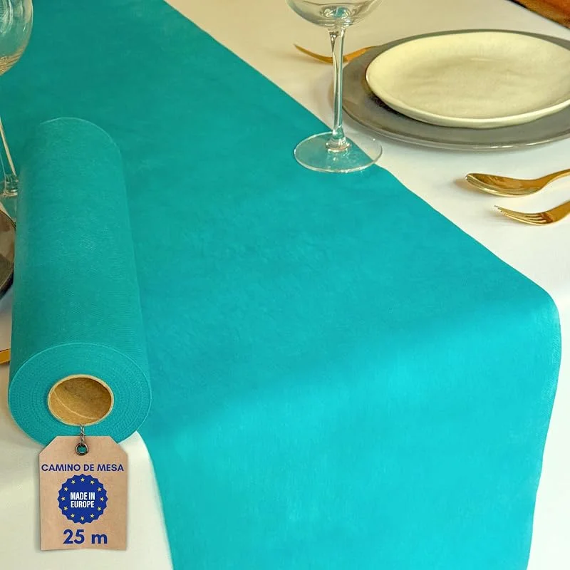 Visita la tienda de NATUARTE Camino de Mesa Azul Turquesa, Rollo Fieltro de 25 Metros x 30 centimetros, Decoracion de Mesa, Tela Decoracion Bodas Bautizos Comuniones Cumpleaños, Tela Manualidades, Color Azul Turquesa — Hogar y cocina