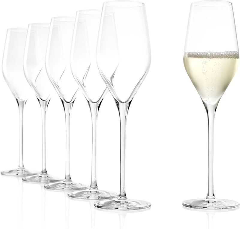 Stölzle Lausitz Copas de Champagne Exquisit Royal Set de 6, 265ml – Elegantes Copas de Cóctel para Vinos Espumosos – Cristal Fabricado en Alemania – Apto para Lavavajillas y Resistente a Golpes — Vino y mesa festiva
