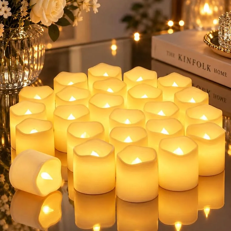 Weiongppy 24 Velas LED Sin Llama Luz Blanca Cálida, Luces de Té Sin Llama Velas Realistas Electrónicas, Funciona con Pilas, Decoración para Bodas, Fiestas, Halloween y Hogar — Adviento y mesa