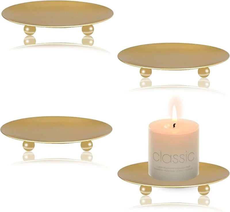 YoHyien 4 Piezas Portavelas de Metal 9 cm, Candelabros para Velas, Porta Velas Decorativas, Retro Soporte Velas, Candelabros Decorativos para Navidad, Boda, Oración, Fiesta en Casa, y Cena (Dorado) — Adviento y mesa