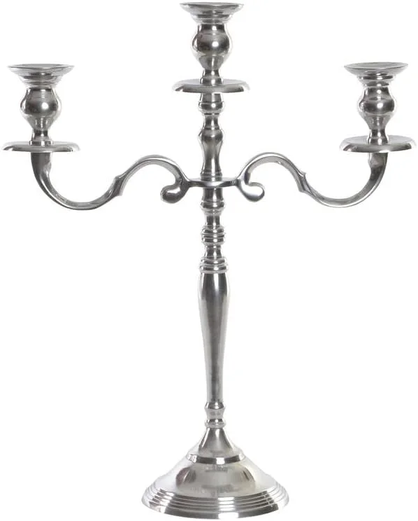 DKD Home Decor Candelabro Color Plateado, de Aluminio (34 x 12 x 41 centímetros) (3 Piezas) — Cena a la luz de velas