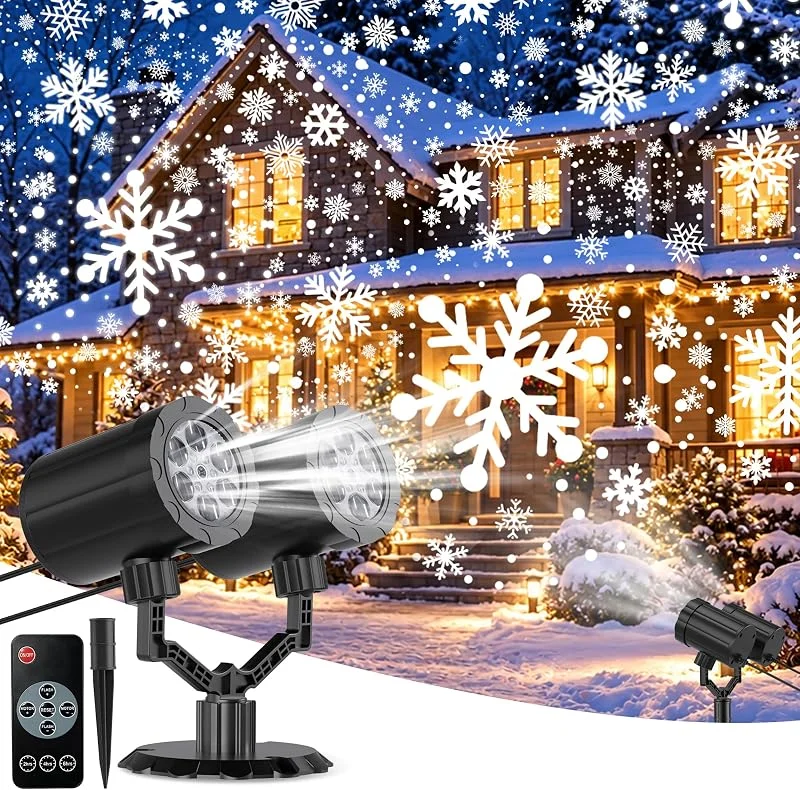 Visita la tienda de GUSODOR GUSODOR Proyector Navidad de Doble Cabezal, Copos Nieve, Blanca, Y — Luces Navidad