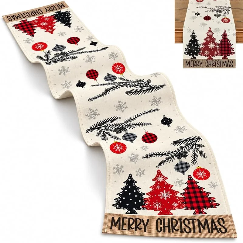 BTIUGYI Camino de mesa de Navidad, color blanco, decoración navideña para — Hogar y cocina