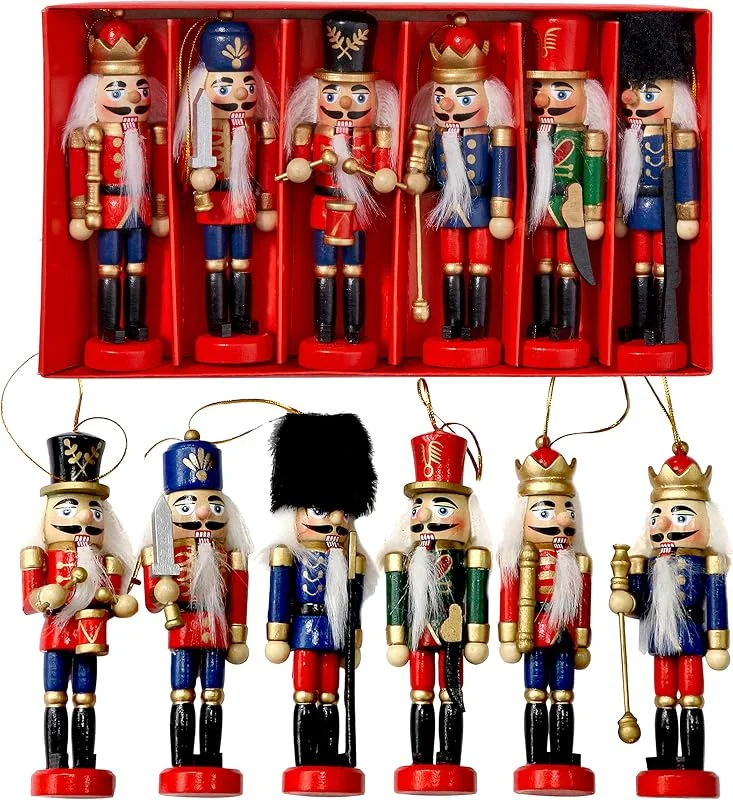 Visita la tienda de THE TWIDDLERS THE TWIDDLERS 6pcs Muñeco Tradicional Navideño Cascanueces de Madera - 6 Diseños Variados en Colores - Ideal para decoración de Navidad Fiestas — Decoracion Navidad