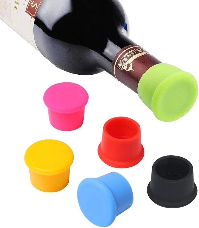 Vicloon Tapones para Botellas de Vino, 6Pcs Silicona Tapones de Botella de Vino Reutilizable Tapa de Botella de Vino, Sellador de Cerveza Cubierta — Vino y mesa festiva