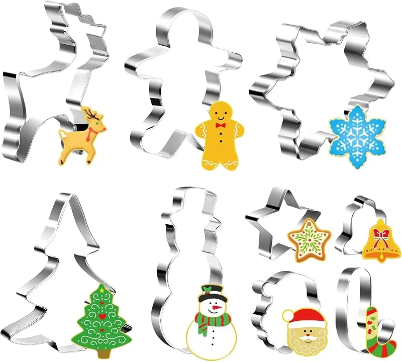 Joyoldelf Cortadores Galletas de Navidad - 9 Piezas Moldes Para Galletas, DIY Moldes NiñOs Para Sandwiches de Frutas y Verduras Divertida, Personalizado Cortador de Tartas de Acero Inoxidable — Hogar y cocina