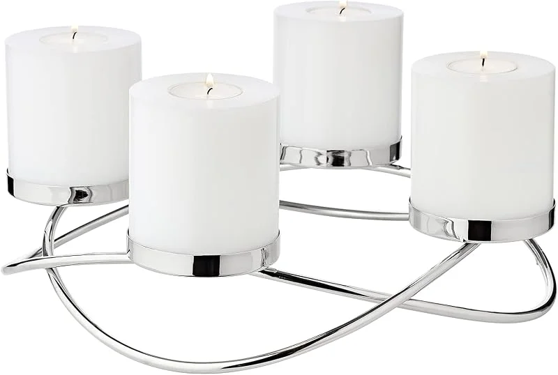 Visita la tienda de EDZARD EDZARD Corona de Adviento Alva (Ø 31 cm), acero inoxidable — Cena a la luz de velas