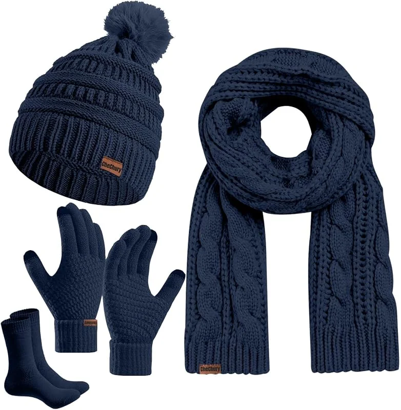 Visita la tienda de CheChury CheChury Gorro Bufanda y Guantes Calcetines Invierno Set 4PCS Gorro — Ropa Navidad