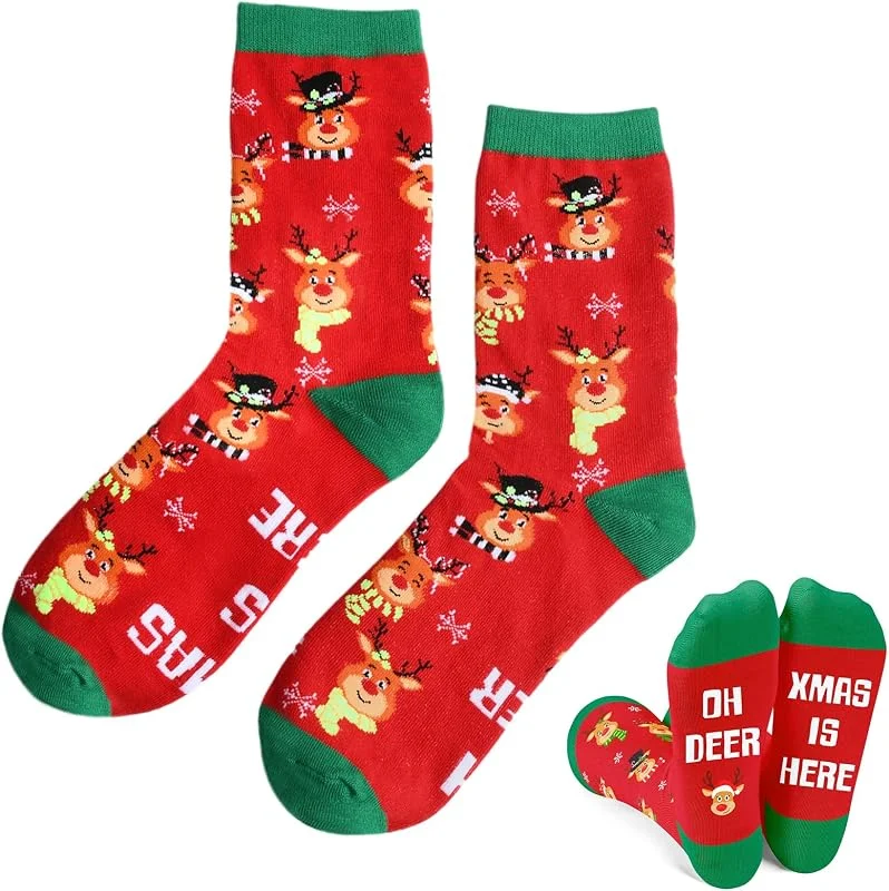 YUSHWENPTY Calcetines Navidad Unisex 1 Par Calcetines Navideños Mujer Chrismas Socks Hombre Calcetine Divertidos para Mujer y Hombre — Decoracion Navidad