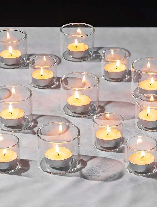 Romadedi Portavelas de cristal transparente, 2, S y L — Cena a la luz de velas