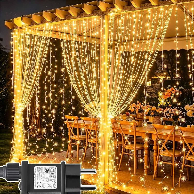 Visita la tienda de Joycome Joycome Cortina de Luces, 6x3m 600 LED Cascada Luces con Enchufe — Luces Navidad