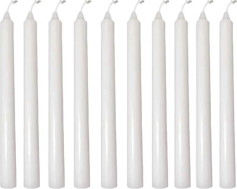Cadzyre 10 velas de 22 cm x2cm de diámetro velas de palo blancas, aptas para bodas, iglesias, decoración de bodas y cenas a la luz de las velas — Cena a la luz de velas