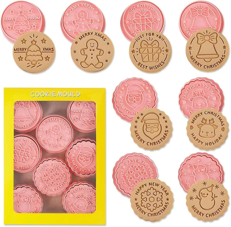 NTGFU 8 Pcs Moldes Galletas Navidad, 3D Navidad Moldes para Galletas de Plástico Niños, Navidad Cortadores de Galletas Formas Galletas Cookie Cutter Set para DIY Decorar Cookie Fondant, Galletas Tartas — Hogar y cocina