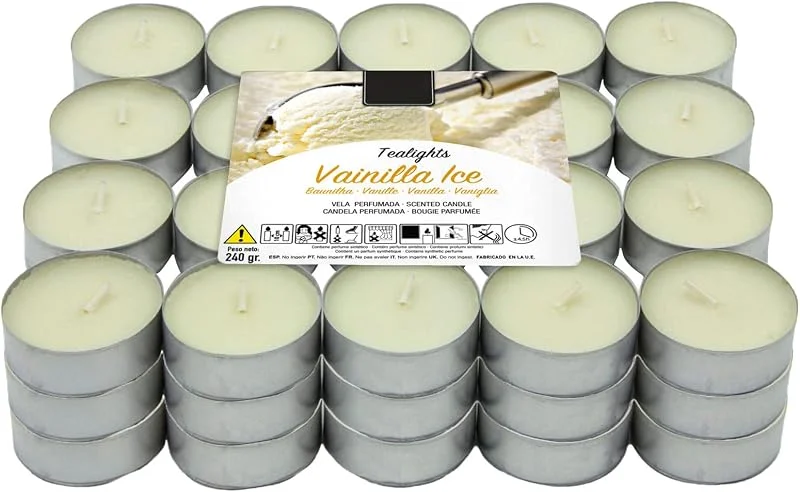 VELAS LUMAR Lumar Aromatic Velas de té aromáticas (Vainilla Pack 60 Velas) — Cena a la luz de velas