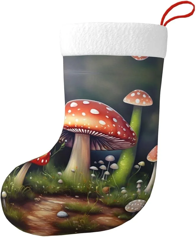 FRGMNT Calcetines navideños con estampado de setas de pintura, calcetines de chimenea, calcetines de regalos de fiesta, para decoración familiar de Navidad — Decoracion Navidad