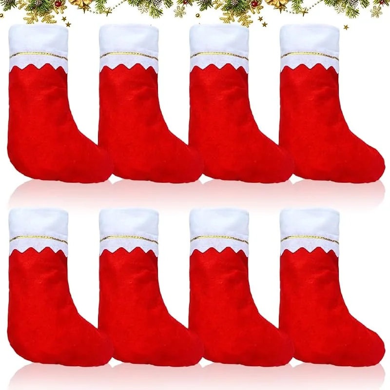 ZJILIXIA 8 Piezas Calcetines De Navidad Chimenea, Calcetín De Navidad Personalizado, Calcetines Colgantes De Navidad, Medias De Navidad, Calcetín Navidad Arbol Para Llenar Y Colgar, Decoraciones Navideñas (Blanco) — Decoracion Navidad
