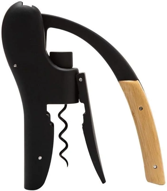 GEPAS Sacacorchos de vino, Sacacorchos de palanca, Abrelatas de botellas de vino de aleación de zinc, Sacacorchos profesional-negro (bambú) — Vino y mesa festiva