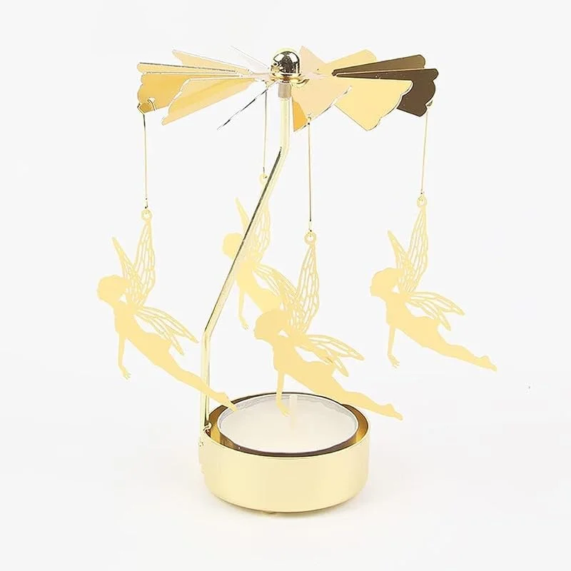 VIDSTW Portavelas Navidad Portavelas para Velas Decorativas Candelabro Vela Oro Romántico Carrusel Velas Candelero Decoración Hogar Porta Velas para Navidad Boda Fiesta (Hada Mágica) — Adviento y mesa