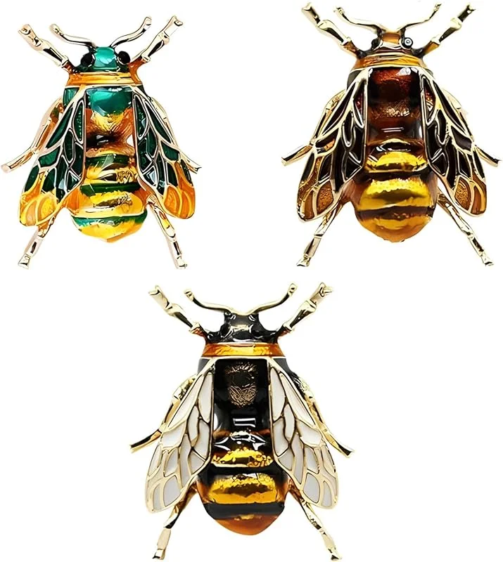 cailiya CAILI 3 broches de abejas, broche de gota personalizado, broche de insecto vintage, accesorios perfectos para hombres y mujeres (amarillo + blanco + verde), Fabricación artesanal de esmalte de gota — Ropa Navidad