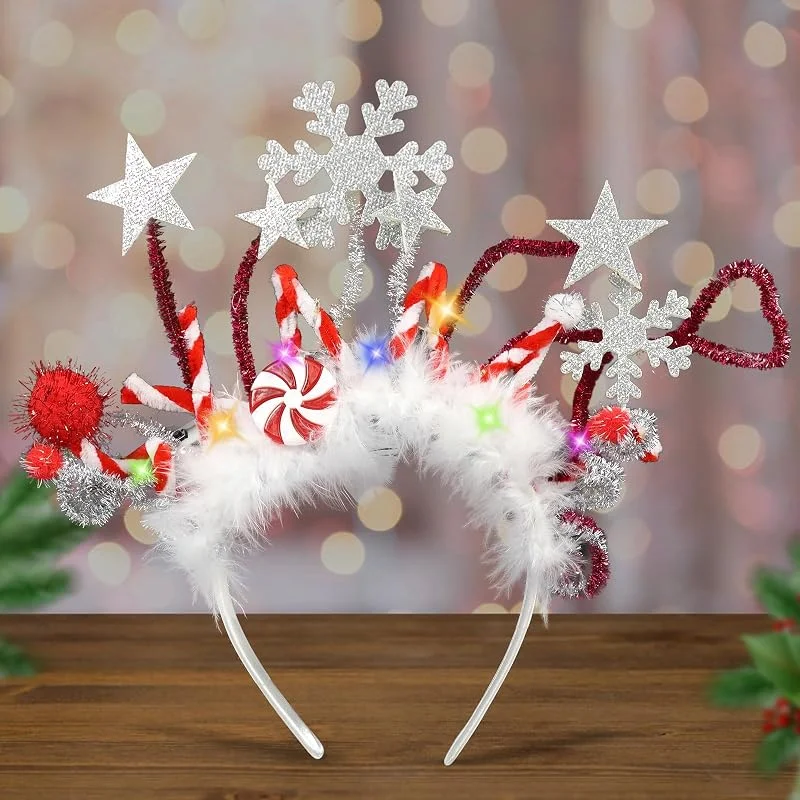 JOKILY Diadema de Navidad, diadema LED, diadema de Navidad, corona de flores LED, pelo para niños, niñas, mujeres, cumpleaños, Navidad, Halloween, carnaval, boda, decoración, accesorios de fiesta — Ropa Navidad