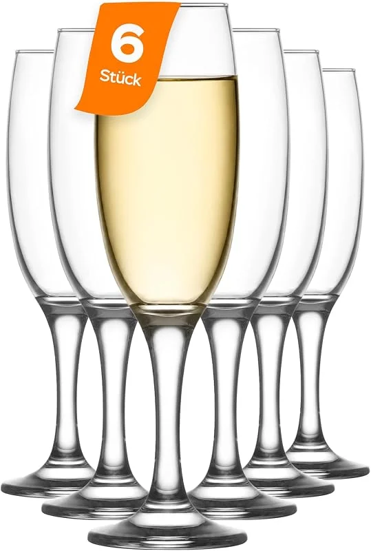 NORDIC SCHILLER LAV Premium Copa Cava, Flauta Champán, Set 6, 220ml, 100% SIN PLOMO, Copas Bodas — Vino y mesa festiva
