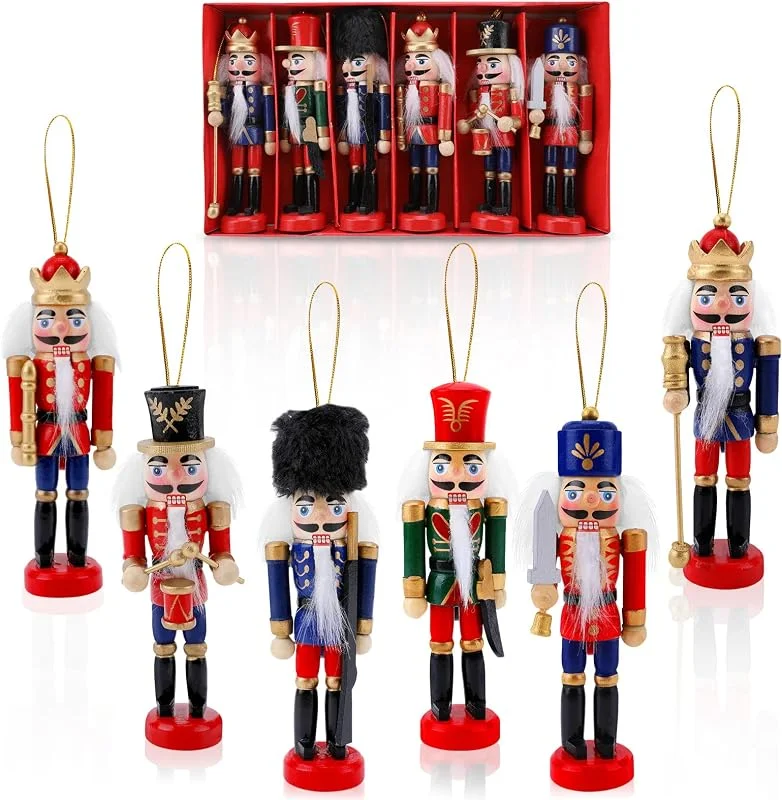 LINGSFIRE 6 Piezas de Adornos de Cascanueces de Navidad, 13cm Figuras de Cascanueces, Cascanueces Soldado Títere para Navidad, Adornos de cumpleaños, decoración para el hogar, Fiesta o Navidad — Decoracion Navidad