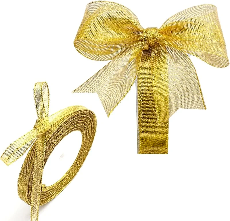 LIANRISES 2 Piezas 23M x 0.6, 2cm Cinta Para Regalos Navidad, Cinta Dorada Saten, Tela Dorada Decoración Fiesta, Para Pasteles, Flores, Navidad, Cumpleaños, Día De San Valentín — Envoltorio regalo